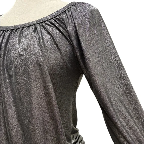 Karen Kane Black Metallic Shimmery Pullover Blouse - Picture 4 of 9